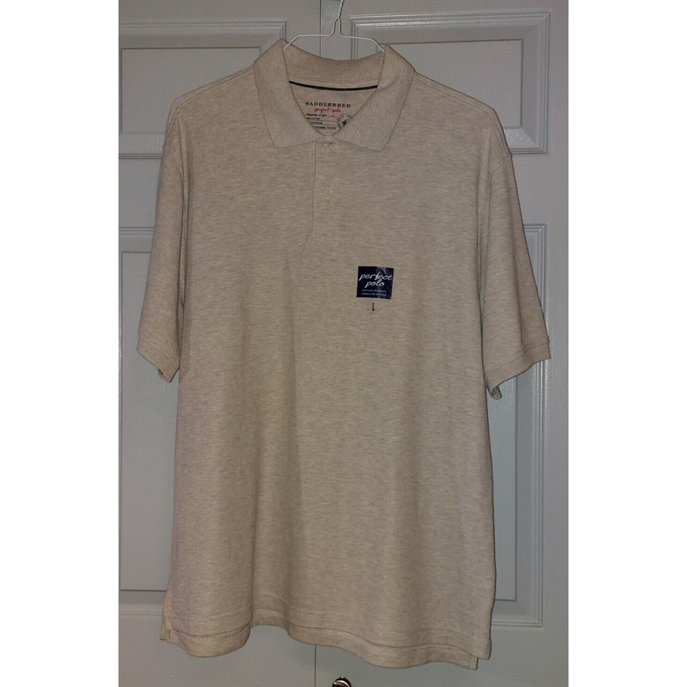 Men's Saddlebred Polo Shirt Size Large Easy Care Oat Heather New
